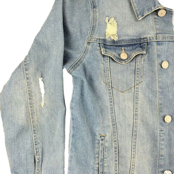 Levi's Jean Jacket Youth Sz L 12-13 Yr Light Blue Trucker Distressed READ - Picture 5 of 14